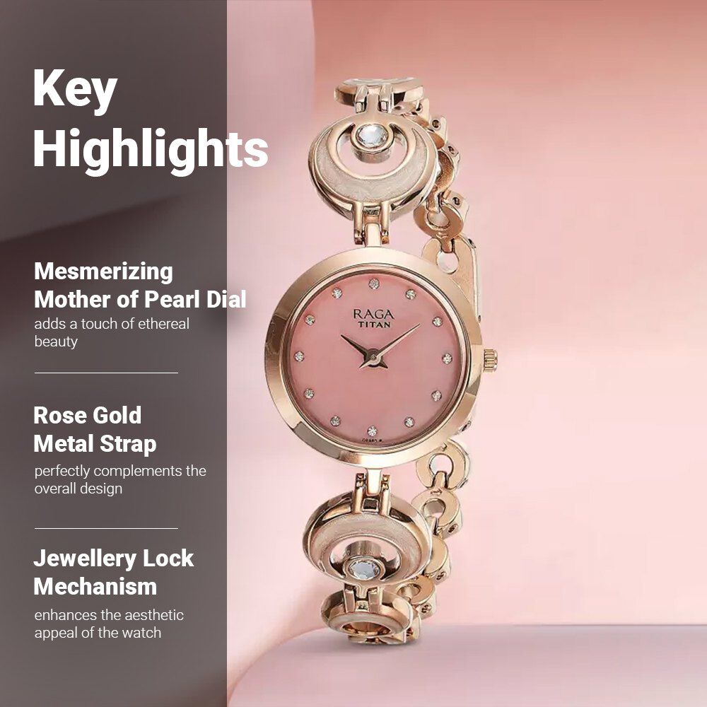 Titan Raga Moonlight Mother of Pearl Dial Women Watch With Metal Strap NS2540WM03