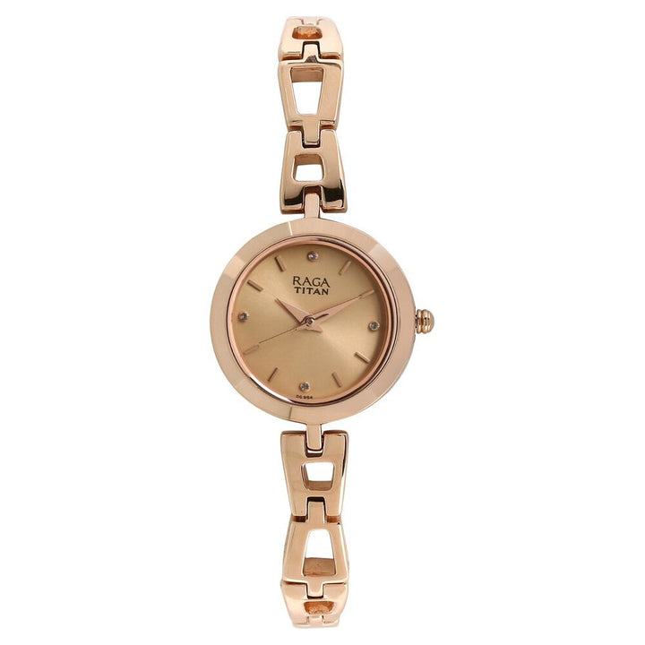 Titan Raga Beige Dial Women Watch With Metal Strap - The Watch Factory ®