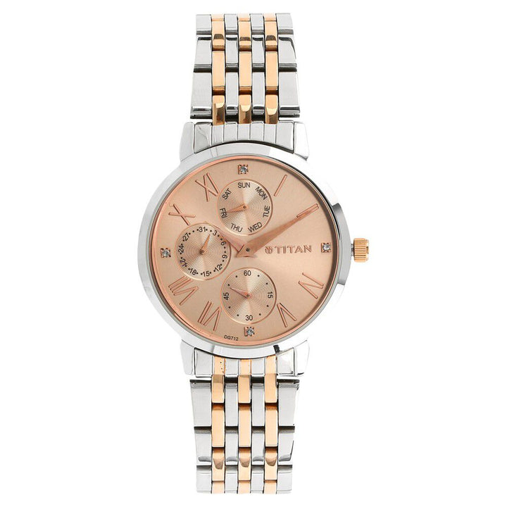 Titan Workwear Rose Gold Dial Women Watch With Stainless Steel Strap NR2569KM02