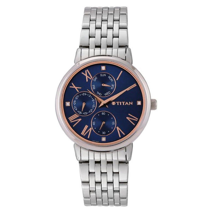 Titan Workwear Blue Dial Women Watch With Stainless Steel Strap NS2569SM01