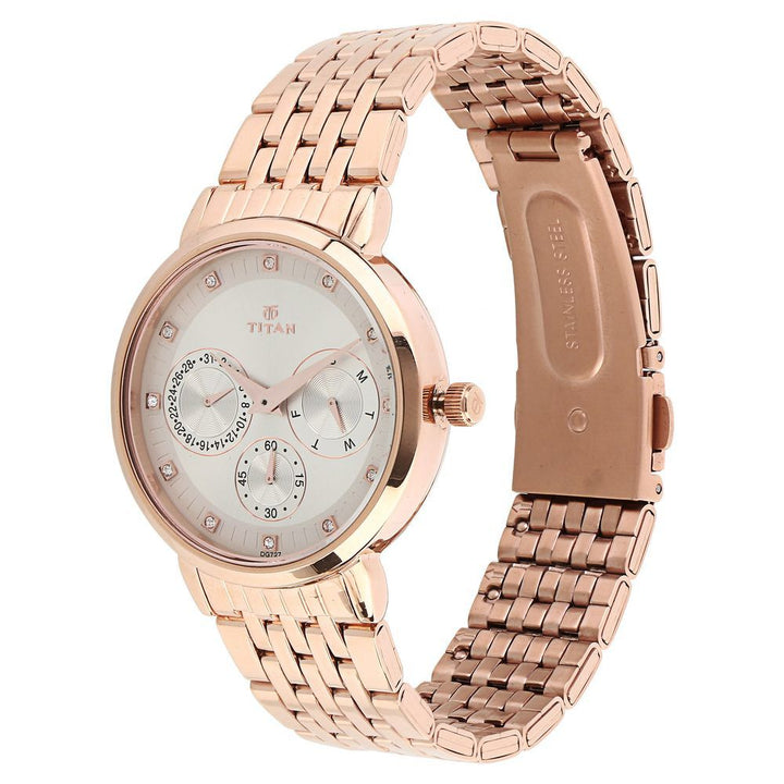 Titan Workwear Beige Dial Women Watch With Stainless Steel Strap - The Watch Factory ®