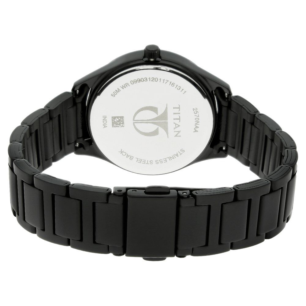 Titan Quartz Analog with Day and Date Black Dial Stainless Steel Strap Watch for Women - The Watch Factory ®