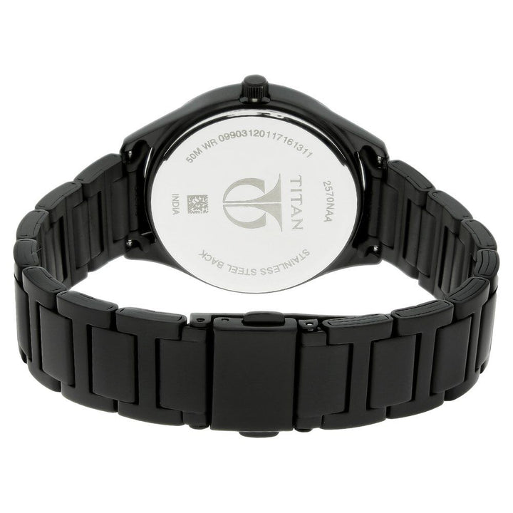 Titan Quartz Analog with Day and Date Black Dial Stainless Steel Strap Watch for Women - The Watch Factory ®
