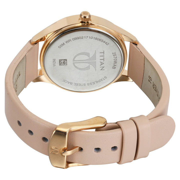 Titan Sparkle Pink Dial Analog with Date Leather Strap watch for Women NS2570WL01