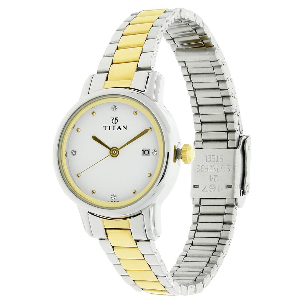 Titan Karishma White Dial Analog with Date Stainless Steel Strap watch for Women NS2572BM01