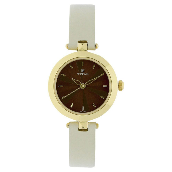 Titan Karishma Brown Dial Analog Leather Strap Watch for Women - The Watch Factory ®