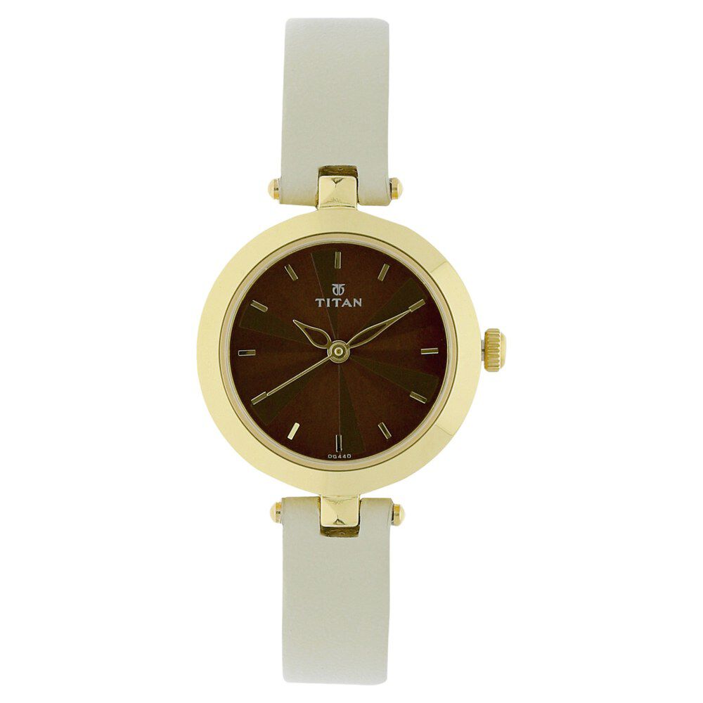 Titan Karishma Brown Dial Analog Leather Strap Watch for Women NS2574YL01