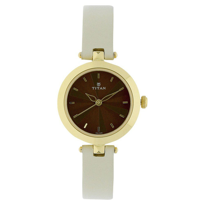 Titan Karishma Brown Dial Analog Leather Strap Watch for Women NS2574YL01