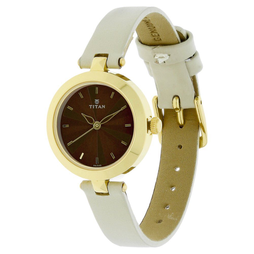 Titan Karishma Brown Dial Analog Leather Strap Watch for Women - The Watch Factory ®