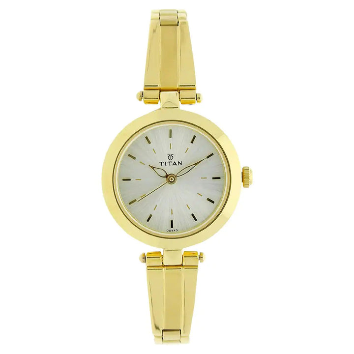 Titan Champagne Dial Golden Stainless Steel Strap Watch NP2574YM01 (DG443)