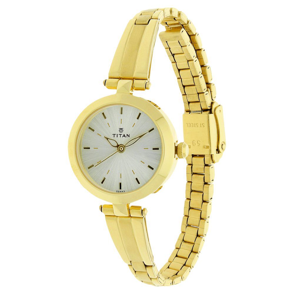 Titan Karishma Champagne Dial Women Watch With Stainless Steel Strap NS2574YM01