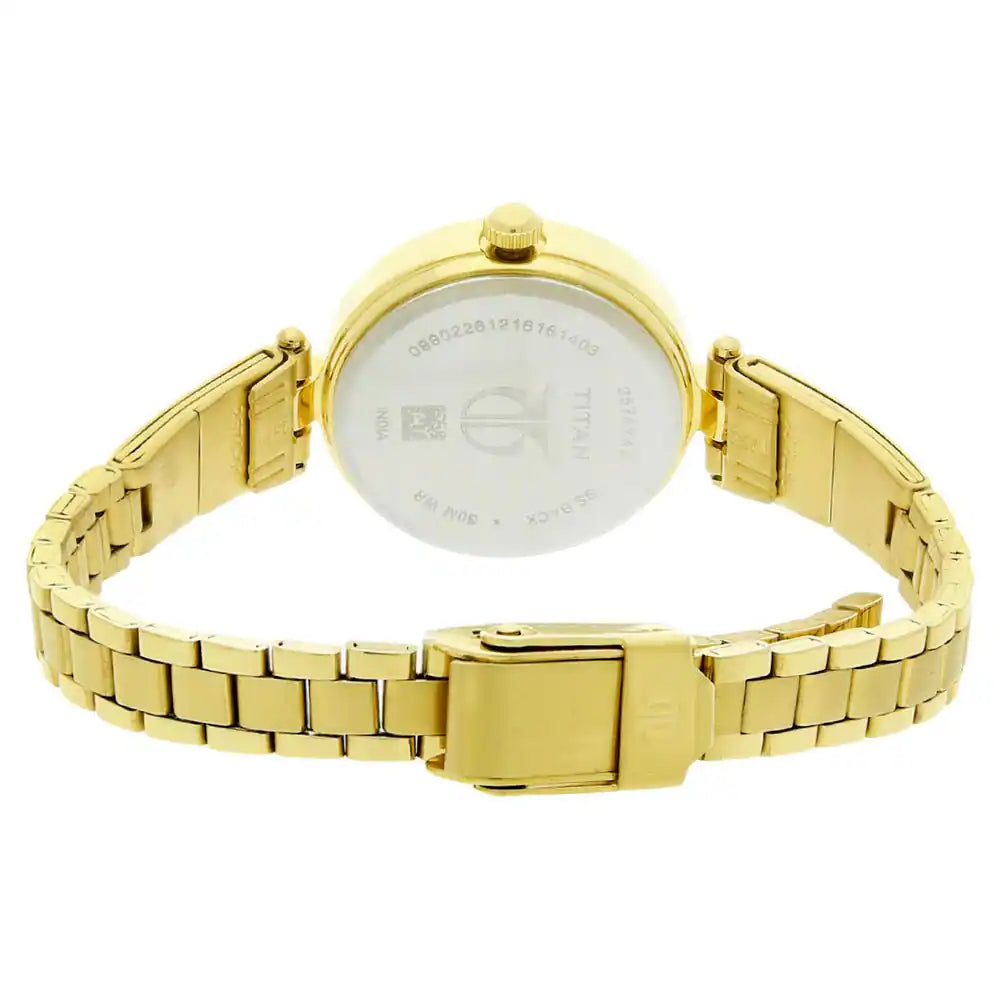 Titan Champagne Dial Golden Stainless Steel Strap Watch NP2574YM01 (DG443)