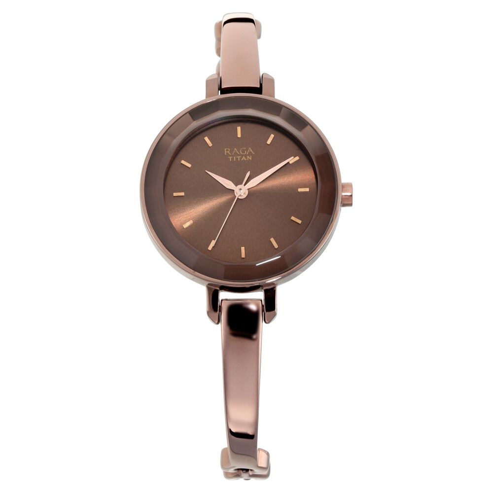 Titan Quartz Analog Brown Dial Metal Strap Watch for Women - The Watch Factory ®