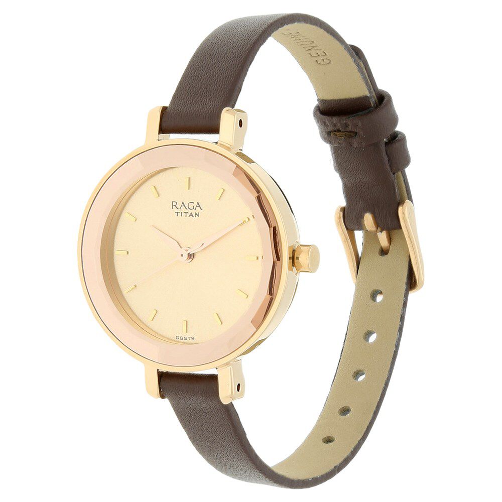 Titan Raga Viva Rose Gold Dial Women Watch With Leather Strap - The Watch Factory ®