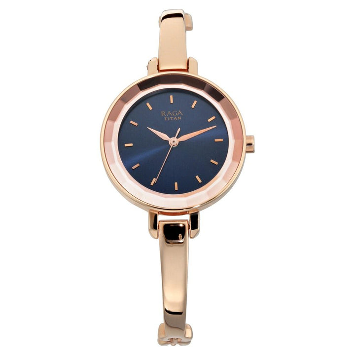 Titan Quartz Analog Blue Dial Metal Strap Watch for Women NS2575WM02