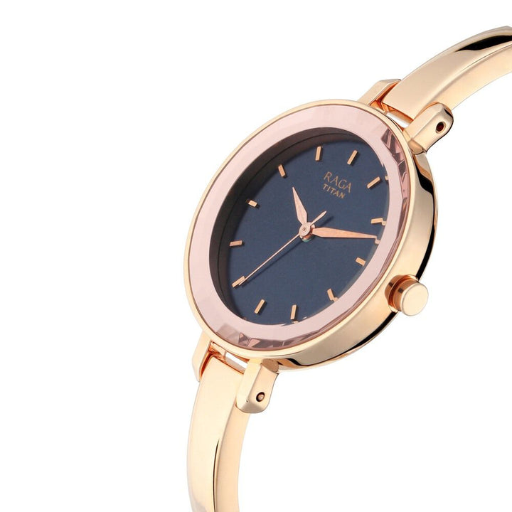 Titan Quartz Analog Blue Dial Metal Strap Watch for Women NS2575WM02