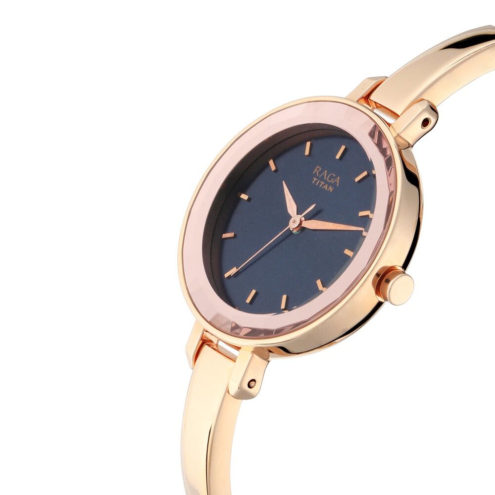 Titan Quartz Analog Blue Dial Metal Strap Watch for Women - The Watch Factory ®