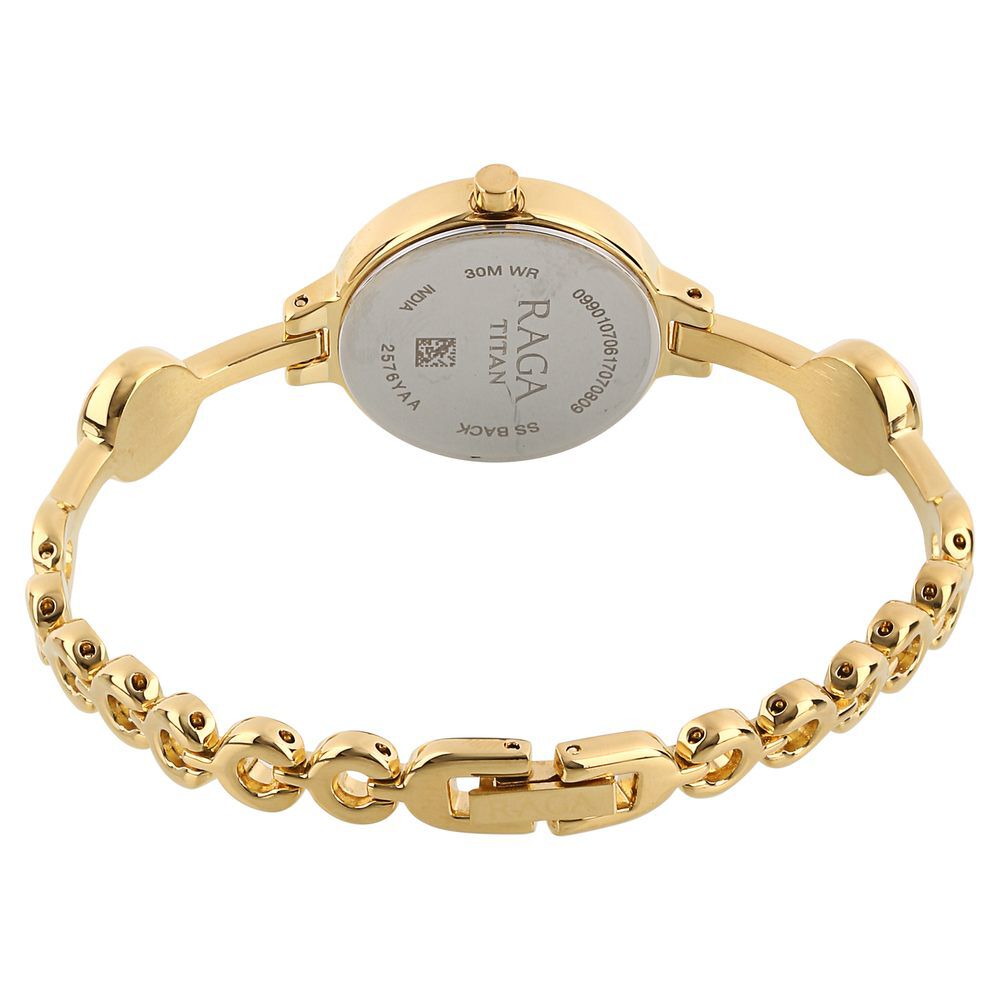 Titan Quartz Analog White Dial Metal Strap Watch for Women NS2576YM01