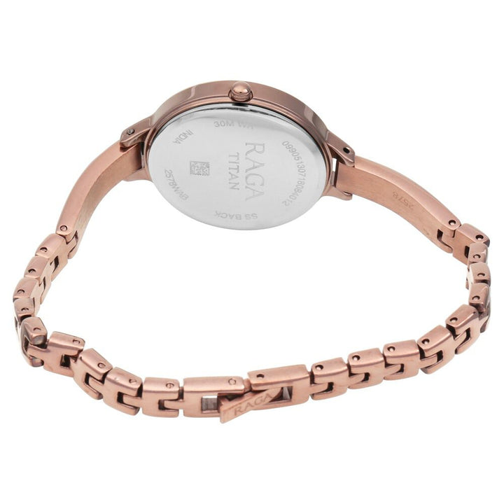 Titan Quartz Analog with Date Rose Gold Dial Metal Strap Watch for Women NS2578QM01
