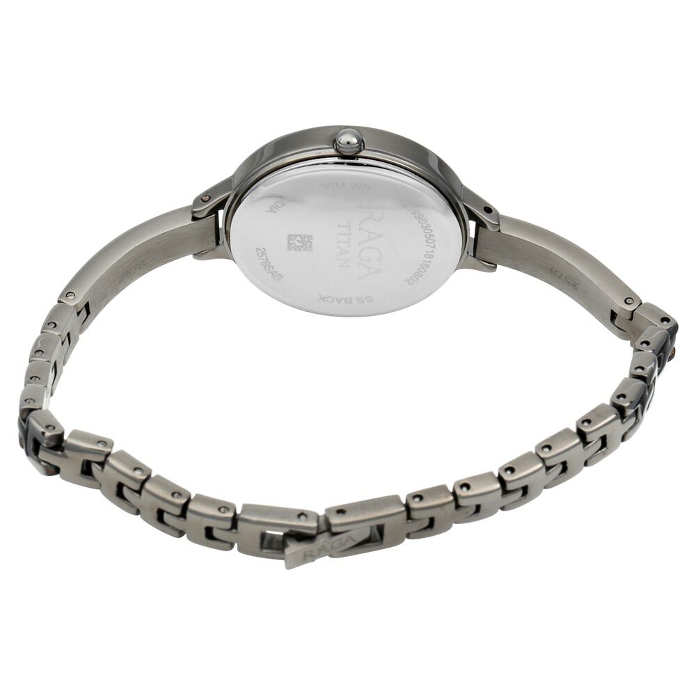 Titan Quartz Analog with Date Grey Dial Metal Strap Watch for Women NS2578QM02