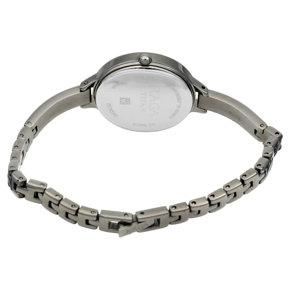 Titan Quartz Analog with Date Grey Dial Metal Strap Watch for Women NP2578QM02