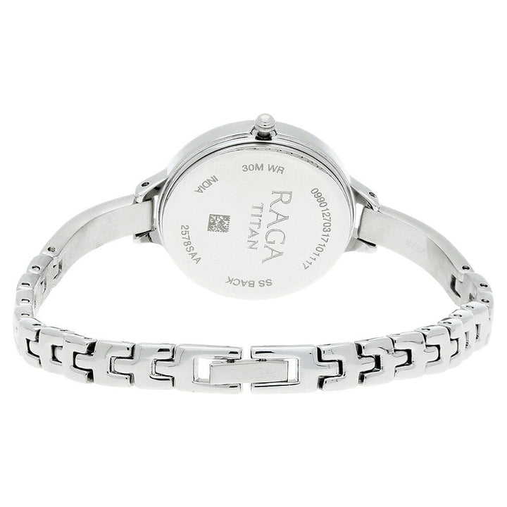 Titan Raga Viva Blue Dial Analog with Date Metal Strap Watch for Women NS2578SM01