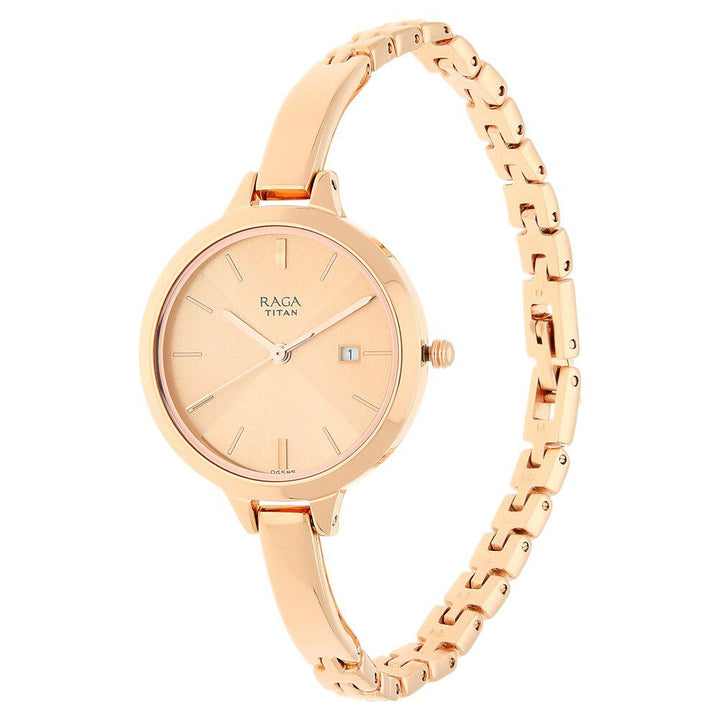 Titan Raga Viva Rose Gold Dial Women Watch With Metal Strap NS2578WM01