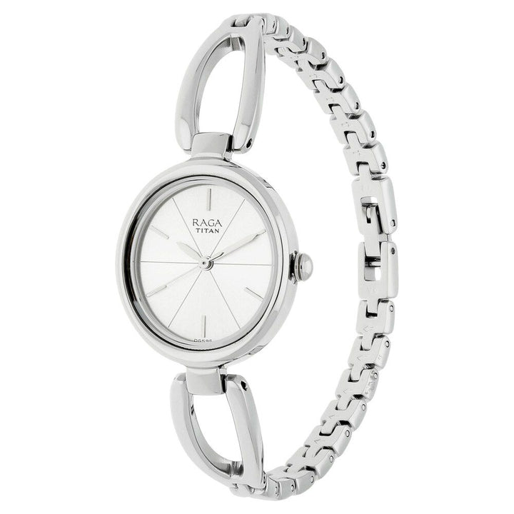 Titan Raga Viva Silver Dial Analog Metal Strap Watch for Women NR2579SM01