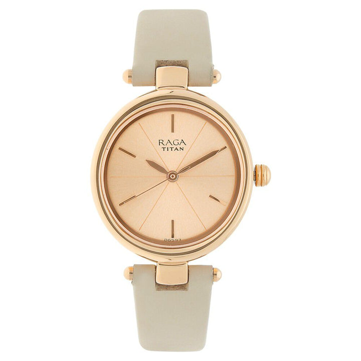 Titan Raga Viva Rose Gold Dial Women Watch With Leather Strap - The Watch Factory ®