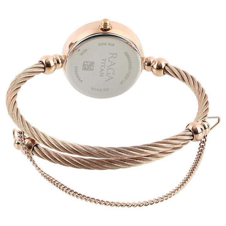 Titan Quartz Analog White Dial Metal Strap Watch for Women NS2586WM01