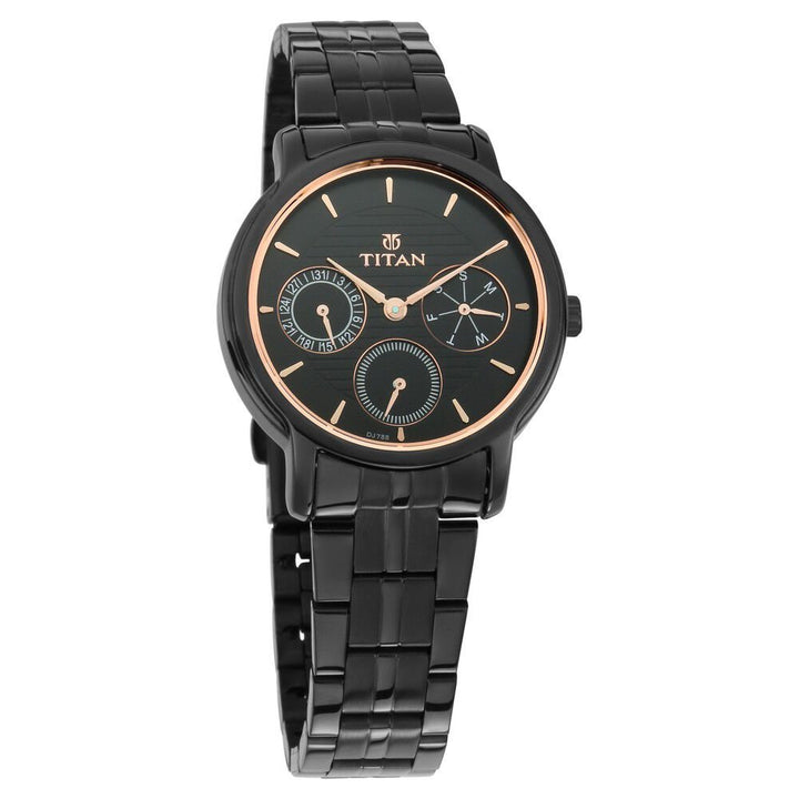 Titan Workwear Black Dial Women Watch With Stainless Steel Strap - The Watch Factory ®