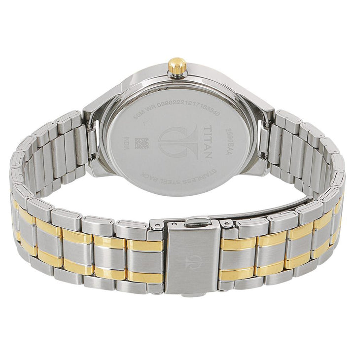 Titan Women's Elegance Monophase Two-Tone White Dial Watch NS2590BM01