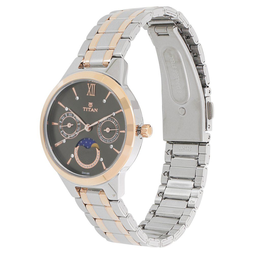 Titan Women's Elegance Moonphase Two - Tone Anthracite Dial Watch - The Watch Factory ®