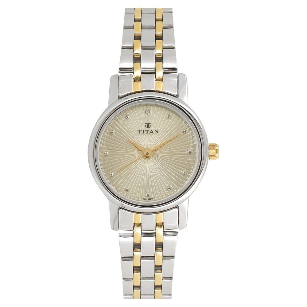 Titan Quartz Analog Champagne Dial Stainless Steel Strap Watch for Women - The Watch Factory ®