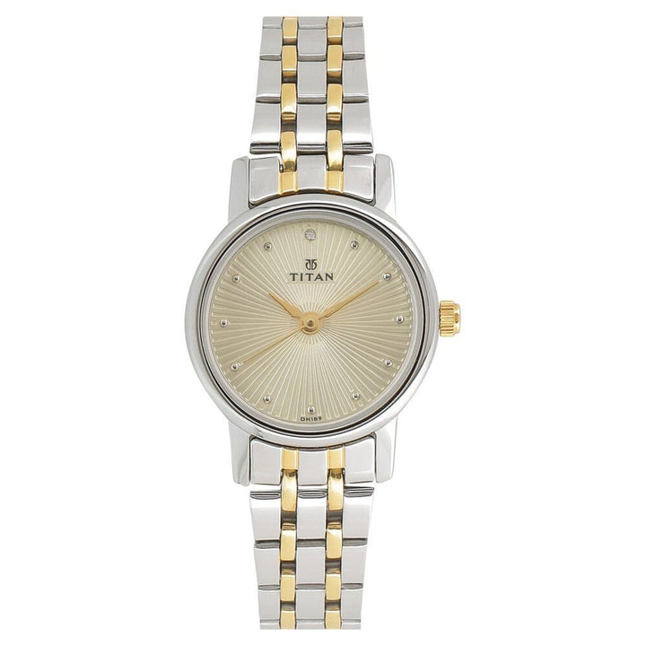 Titan Quartz Analog Champagne Dial Stainless Steel Strap Watch for Women - The Watch Factory ®