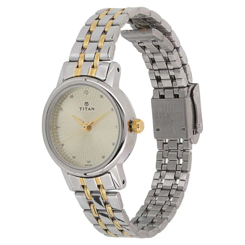 TITAN Champagne Dial Two Toned Stainless Steel Strap Watch 2593BM01 / NS2593BM01