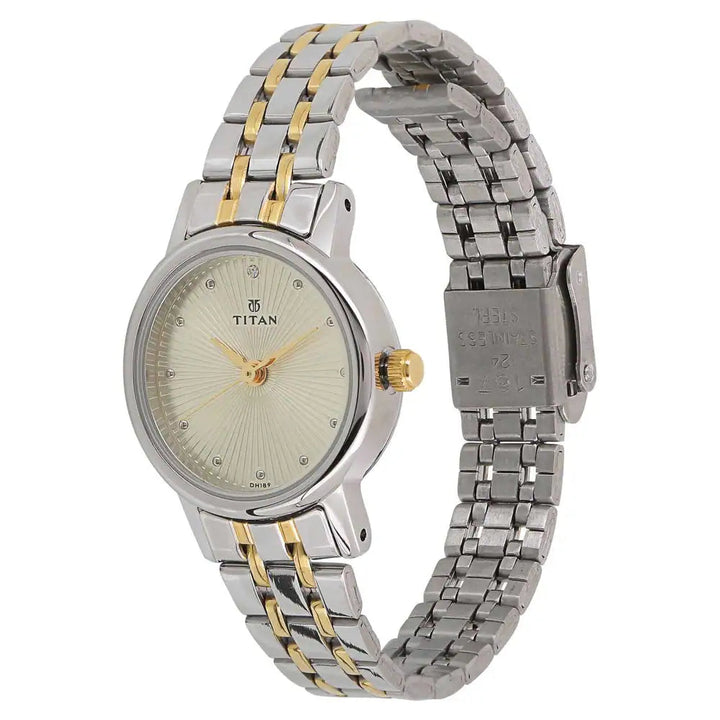 TITAN Champagne Dial Two Toned Stainless Steel Strap Watch 2593BM01 / NS2593BM01