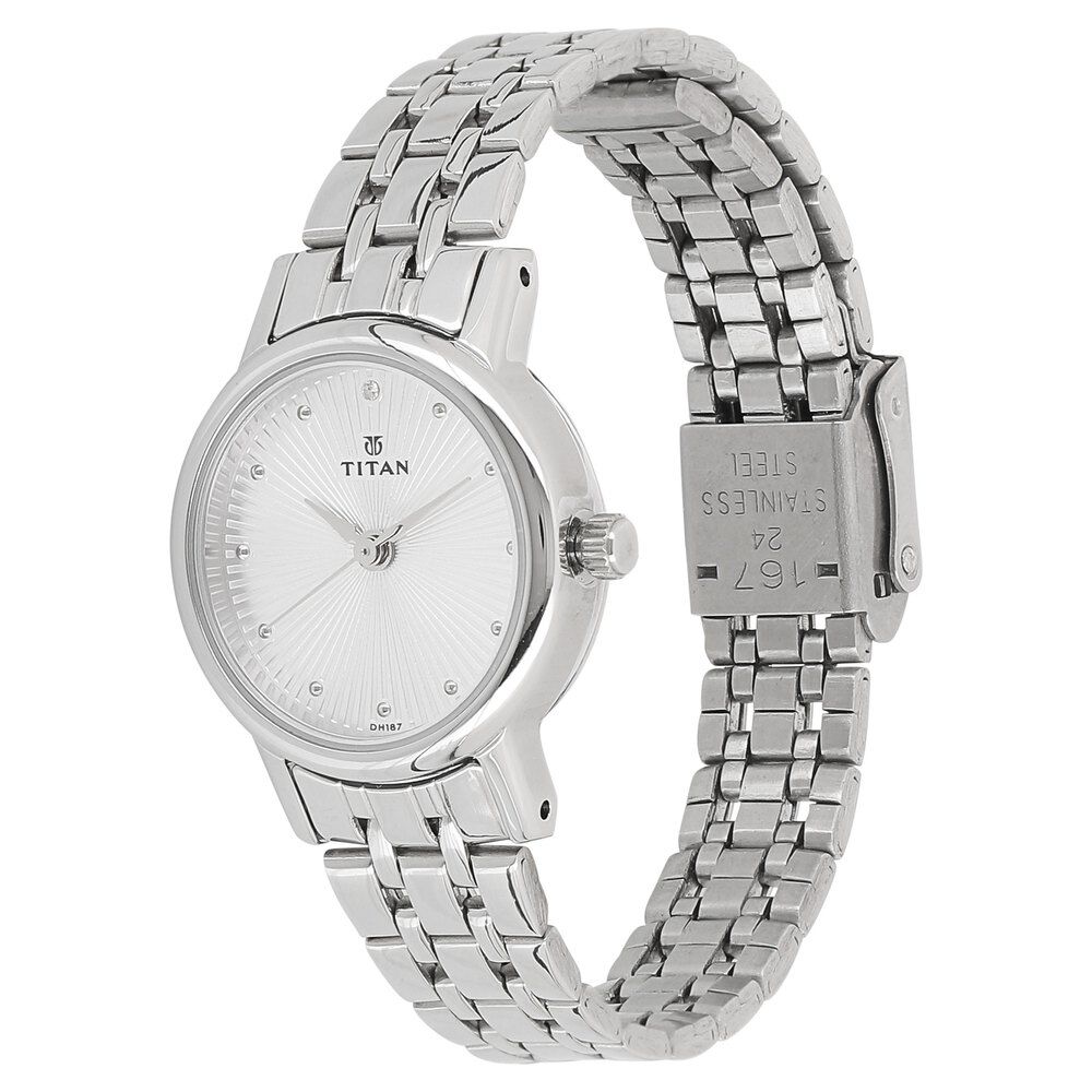 Titan Quartz Analog Silver Dial Stainless Steel Strap Watch for Women NS2593SM01