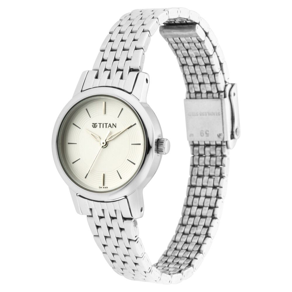 Titan Quartz Analog Silver Dial Metal Strap Watch for Women - The Watch Factory ®