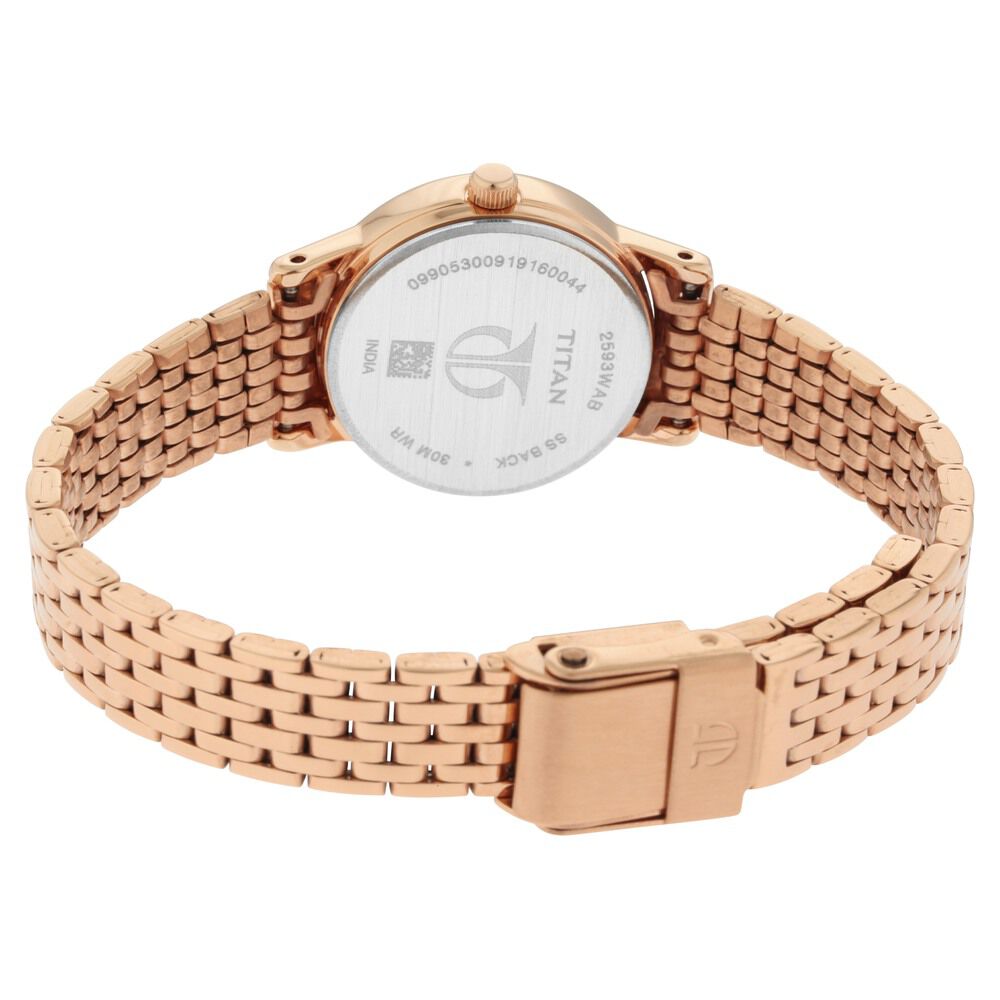 Titan Quartz Analog Rose Gold Dial Metal Strap Watch for Women NS2593WM02