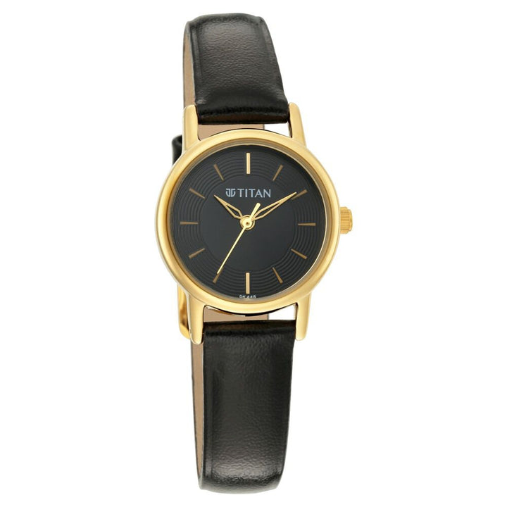 Titan Quartz Analog Black Dial Leather Strap Watch for Women - The Watch Factory ®