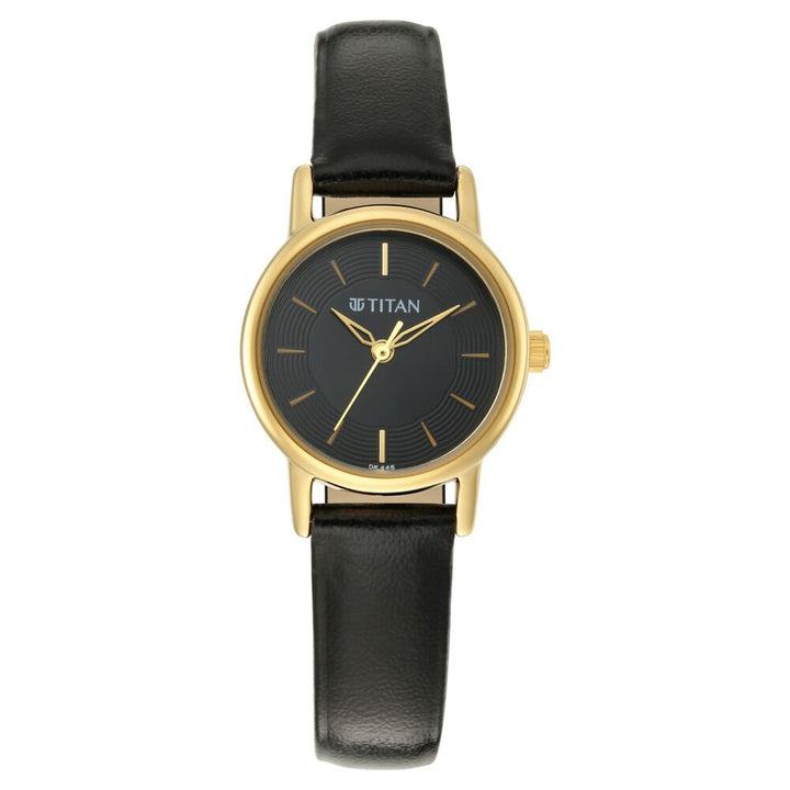 Titan Quartz Analog Black Dial Leather Strap Watch for Women NS2593YL03
