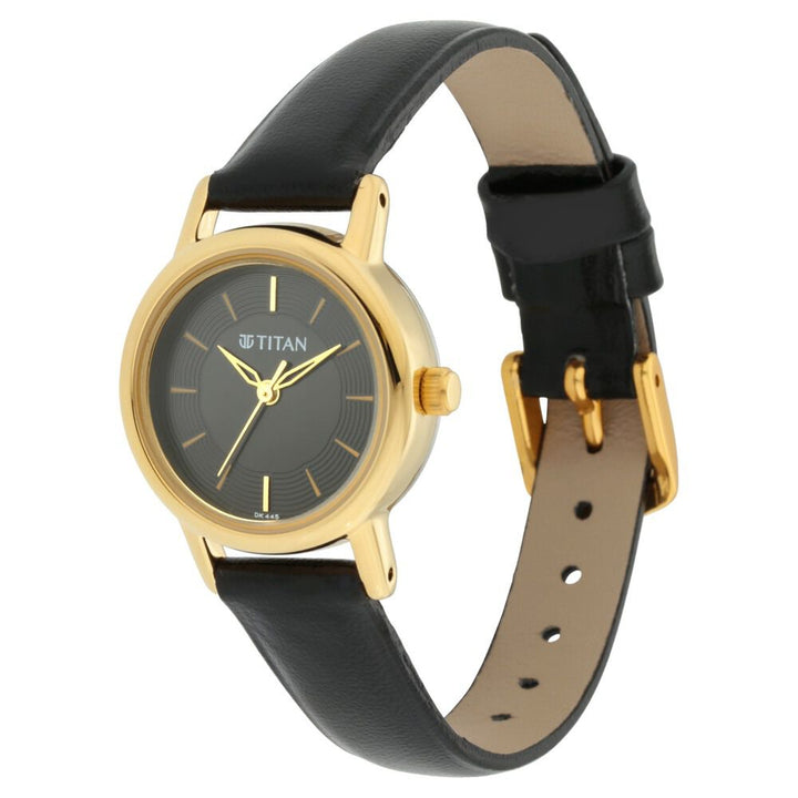 Titan Quartz Analog Black Dial Leather Strap Watch for Women NS2593YL03