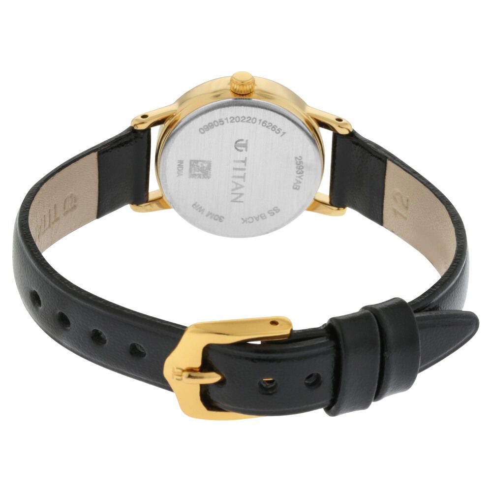 Titan Quartz Analog Black Dial Leather Strap Watch for Women - The Watch Factory ®