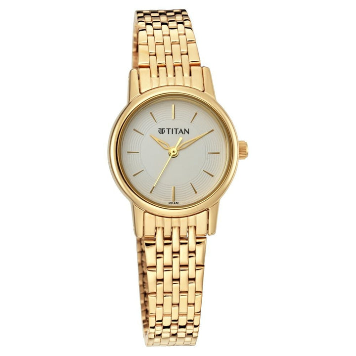 Titan Quartz Analog White Dial Metal Strap Watch for Women NS2593YM02