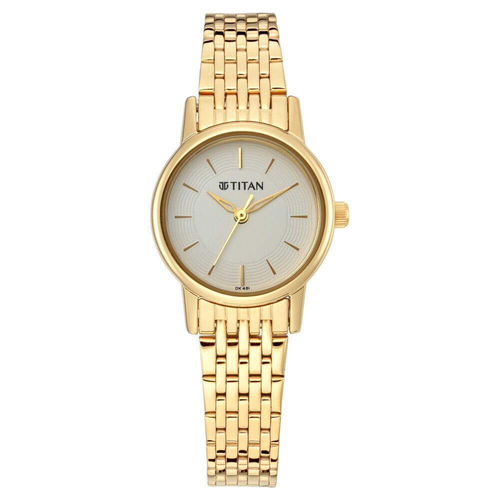 Titan Quartz Analog White Dial Golden Metal Strap Watch For Women - The Watch Factory ®