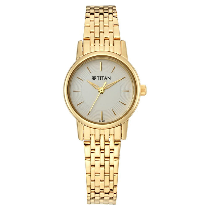 Titan Quartz Analog White Dial Golden Metal Strap Watch For Women - The Watch Factory ®