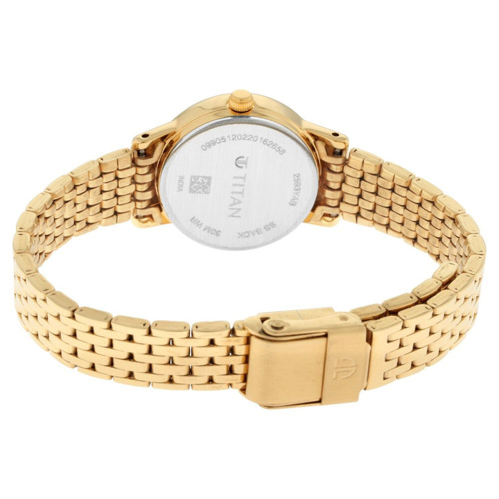 Titan Quartz Analog White Dial Golden Metal Strap Watch For Women - The Watch Factory ®