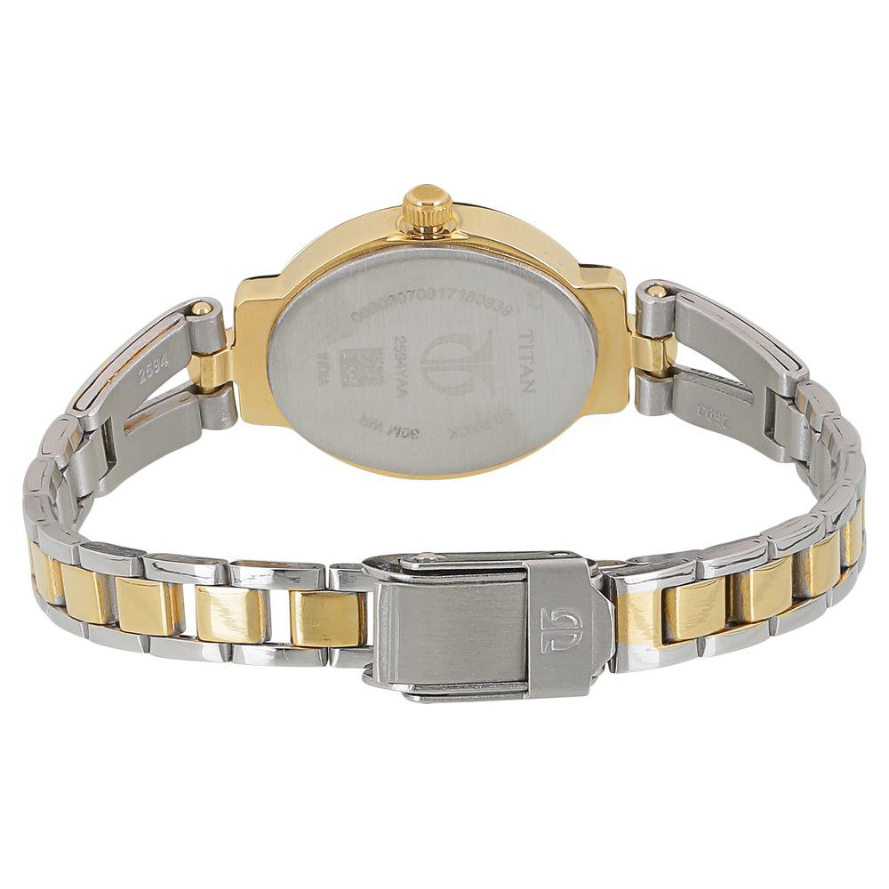 Titan Quartz Analog Silver Dial Stainless Steel Strap Watch for Women NM2594BM01