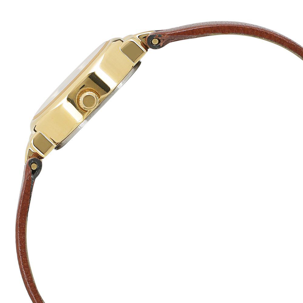 Titan Quartz Analog Champagne Dial Leather Strap Watch for Women NR2594YL01